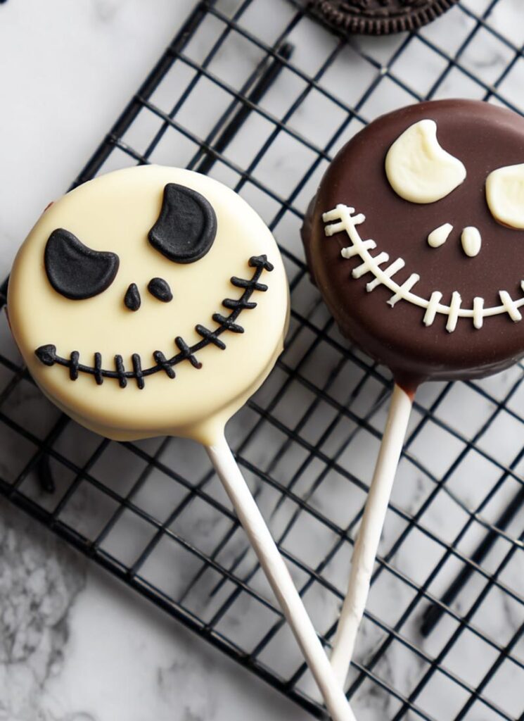 Jack Skellington Oreo Pops ready to steal the spotlight at your Halloween party.