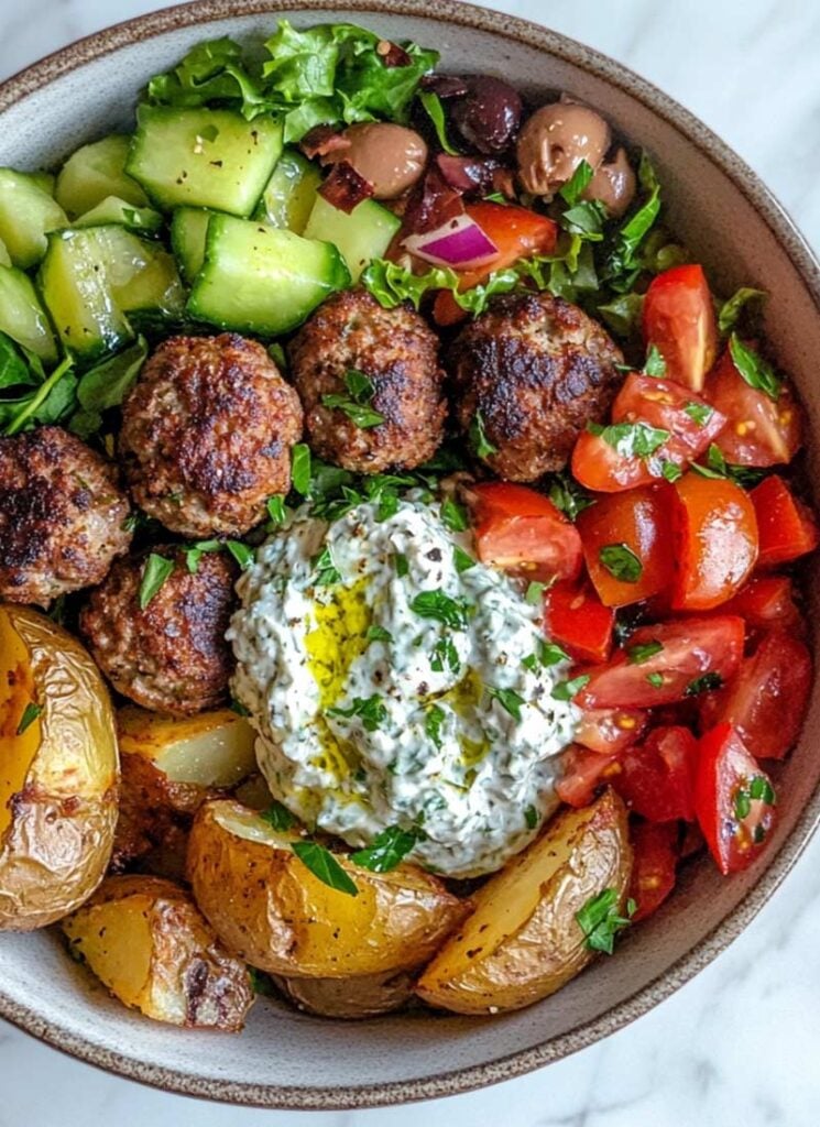 Greek meatball bowl recipe