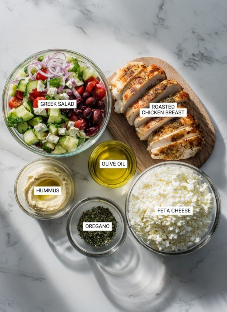 Simple, wholesome ingredients that come together in this Mediterranean chicken bowl recipe.