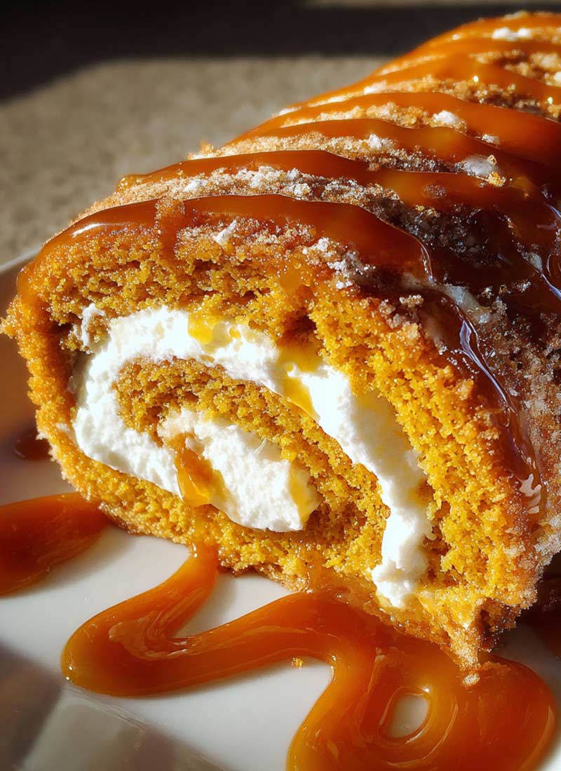 Salted Caramel Pumpkin Roll Recipe