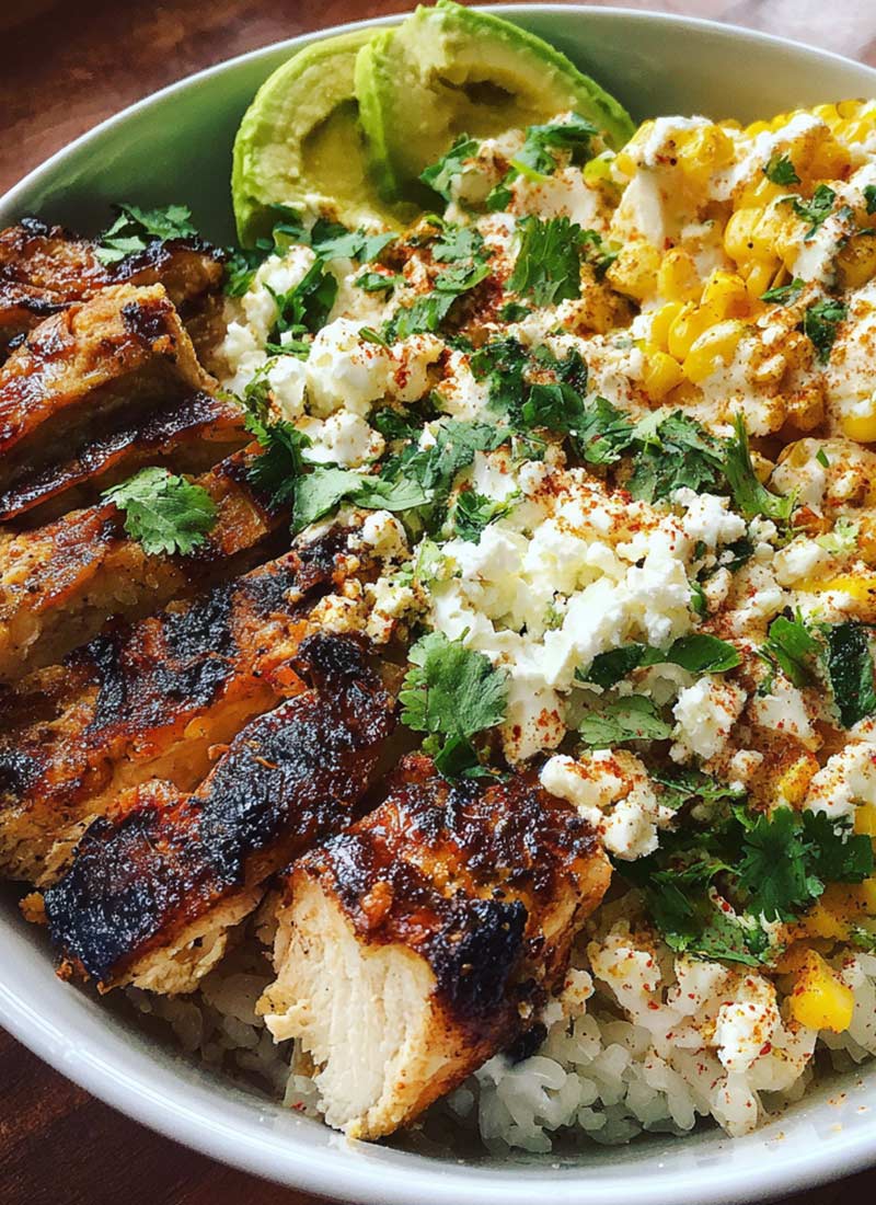 Street Corn Chicken Rice Bowl