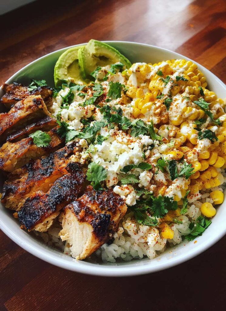 Street Corn Chicken Rice Bowl