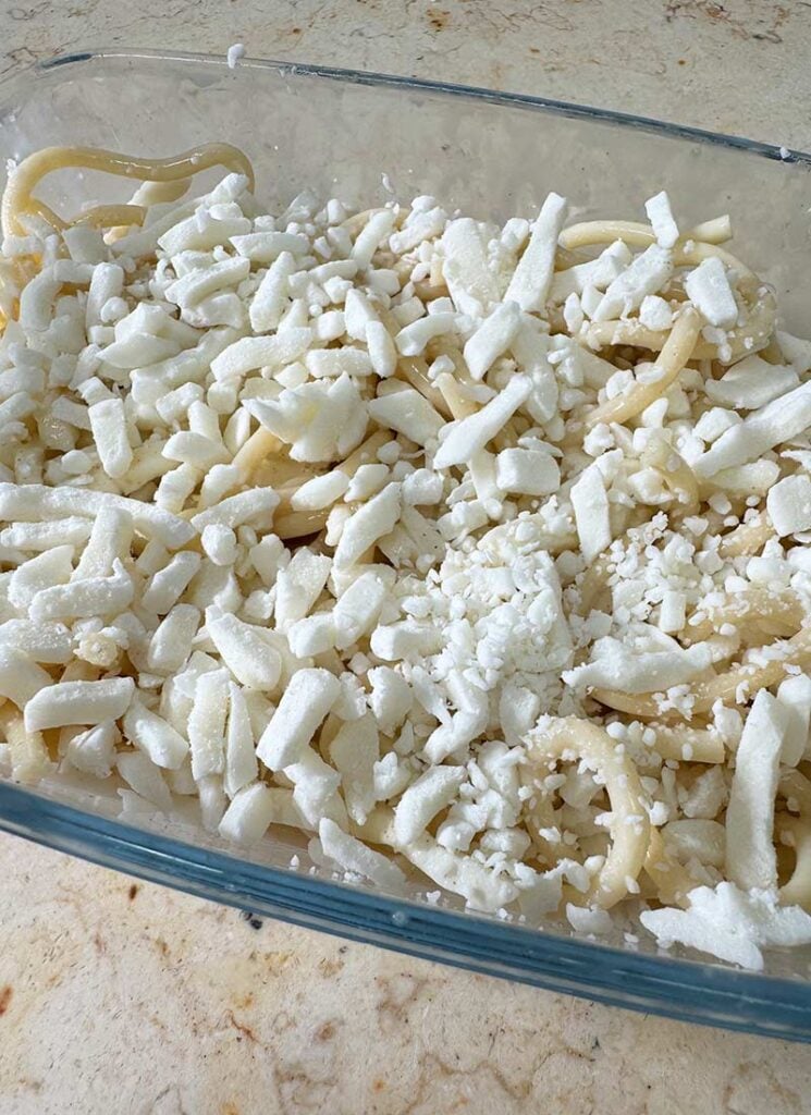 Cover with more mozzarella on top 