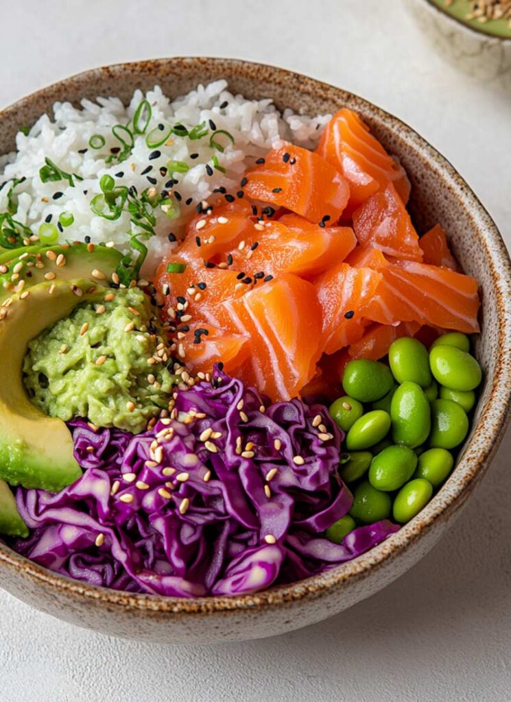 Salmon & Avocado Rice Poke Bowl