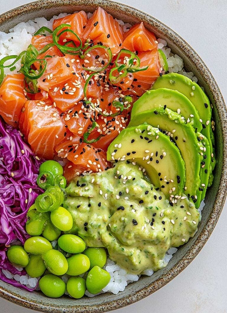 Salmon & Avocado Rice Poke Bowl