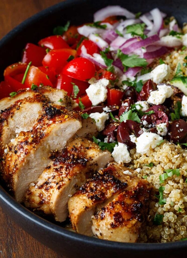 Greek Chicken Quinoa Salad Bowl Recipe
