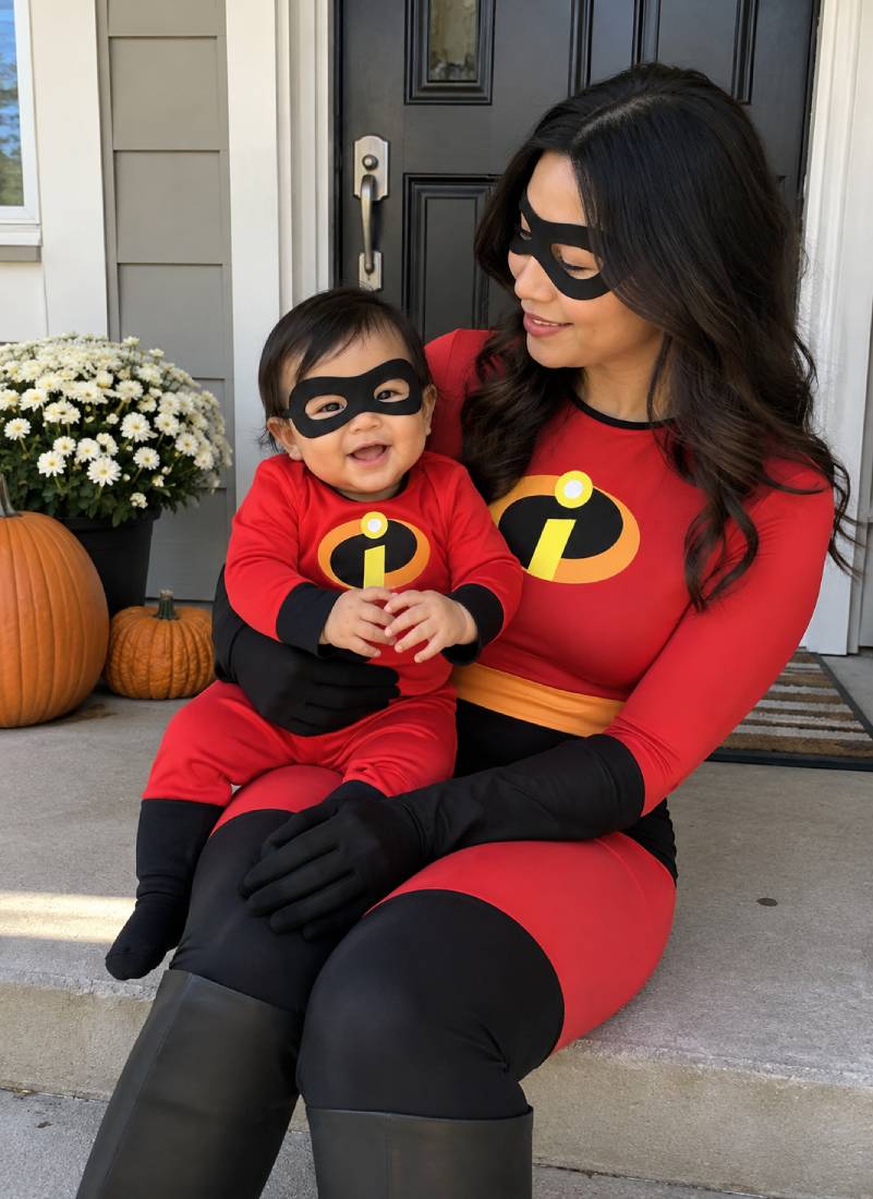 Last Minute Superhero Halloween Look for Moms and Babies