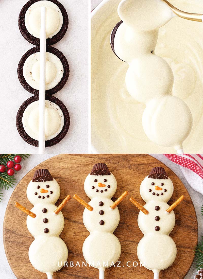 Snowman oreo pops